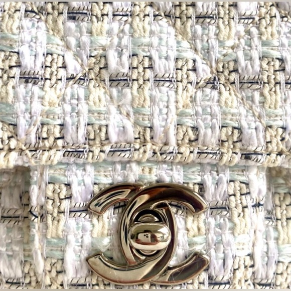 Chanel Women’s‎ Tweed Medium Timeless Classic Double Flap Shoulder Bag AUTHENTIC - Picture 4 of 16